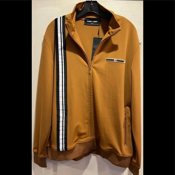 Rare Homme+Femme LA Trademark Track Jacket in Cognac, Medium, NWT - Picture 2 of 10